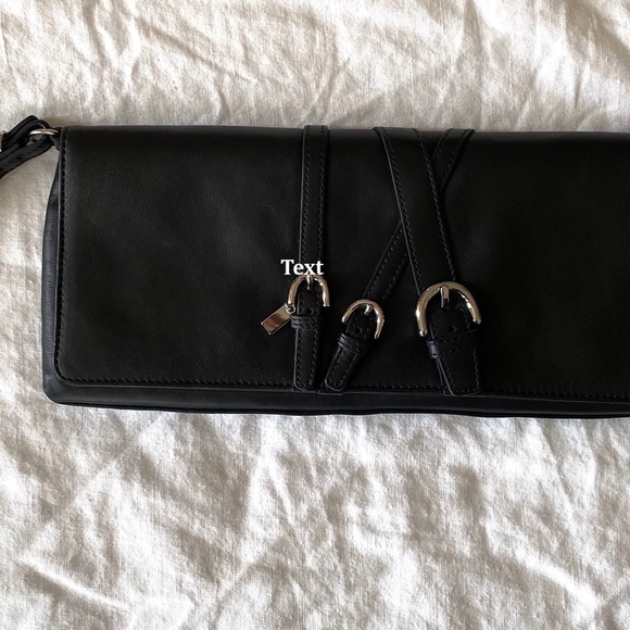Coach Clutch/Wristlet Black Leather with Silver tone Buckle Detail - Picture 3 of 9